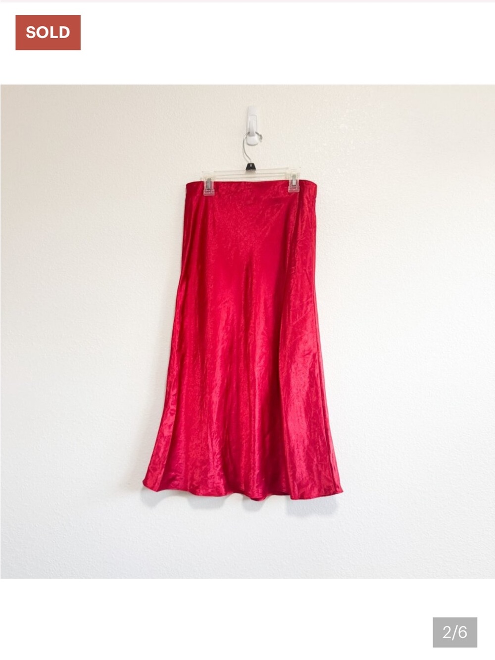 Babaton by Aritizia Cherry Red satin Midi Slip Skirt Size 8 Satin - Picture 3 of 5